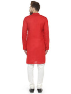 Jompers Men's Red & White Solid Kurta with Churidar | Grocsy