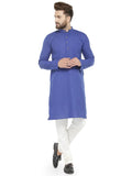 Jompers Men's Royal Blue & White Solid Kurta with Churidar | Grocsy