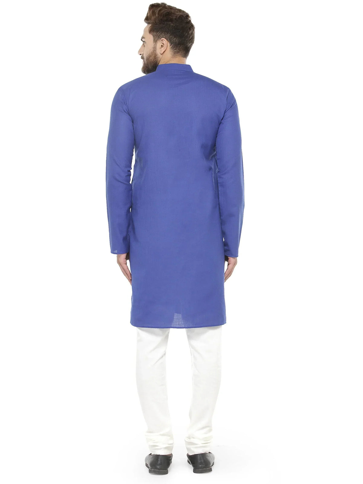 Jompers Men's Royal Blue & White Solid Kurta with Churidar | Grocsy