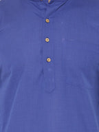 Jompers Men's Royal Blue & White Solid Kurta with Churidar | Grocsy