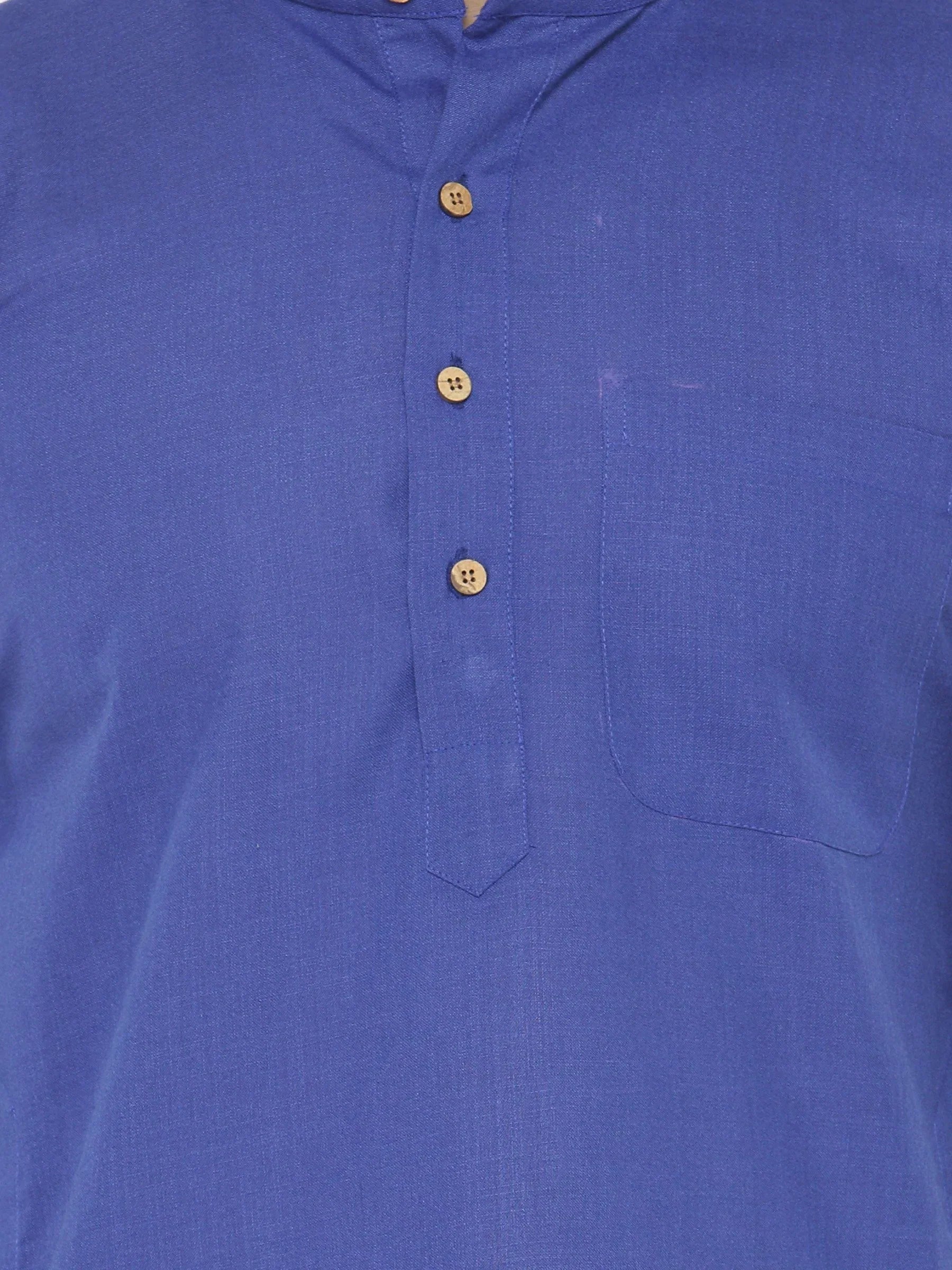 Jompers Men's Royal Blue & White Solid Kurta with Churidar | Grocsy