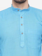 Jompers Men's Sky Blue & White Solid Kurta Only | Grocsy