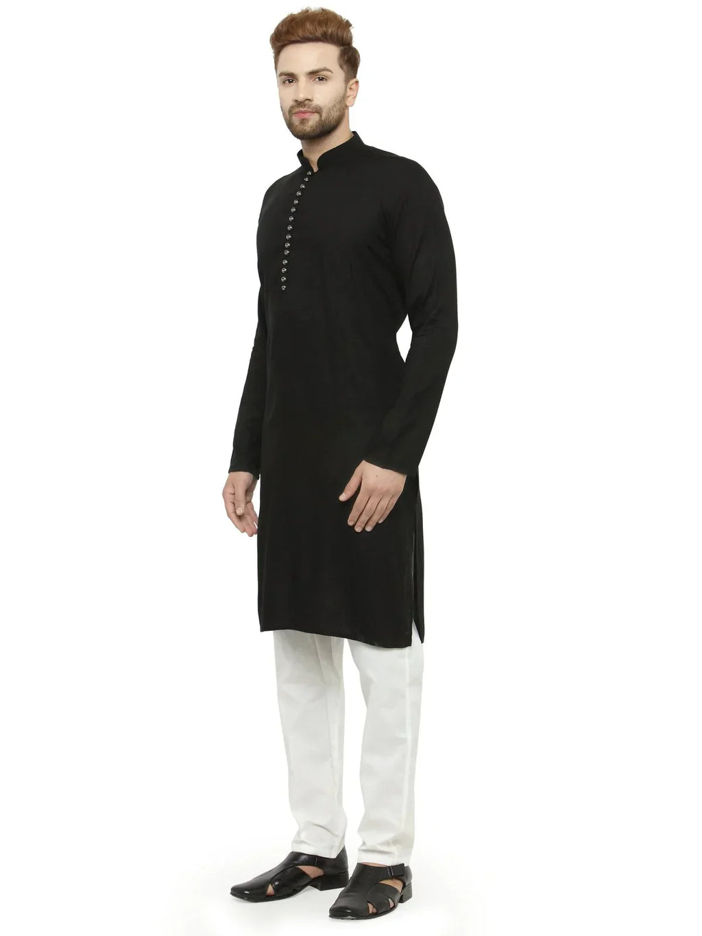 Jompers Men's Black Solid Kurta Only | Grocsy