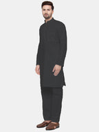 Jompers Men's Black Solid Cotton Kurta Only | Grocsy