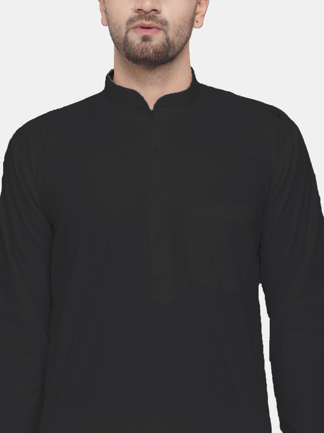 Jompers Men's Black Solid Cotton Kurta Only | Grocsy