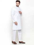 Jompers Men White Solid Kurta with Pyjamas | Grocsy