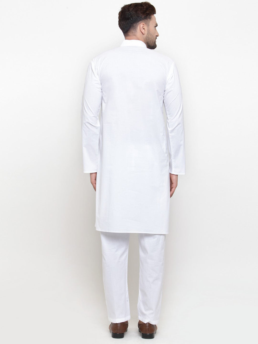 Jompers Men White Solid Kurta with Pyjamas | Grocsy