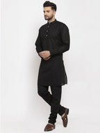 Jompers Men Black Chikan Kurta Only | Grocsy
