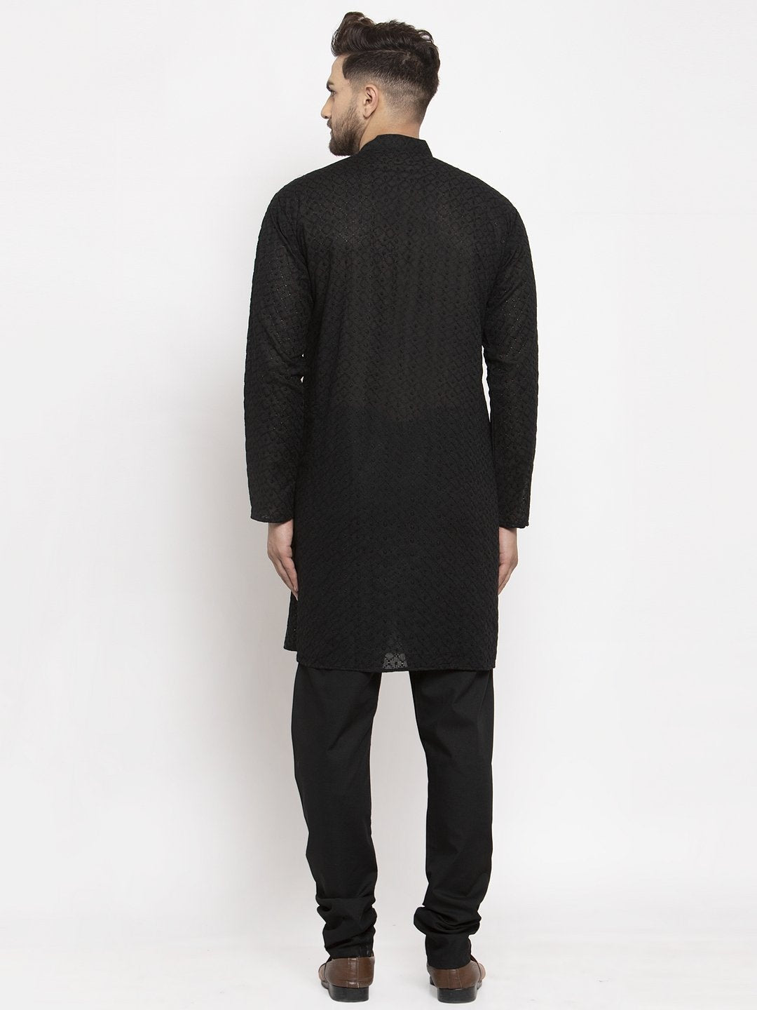 Jompers Men Black Chikan Kurta Only | Grocsy