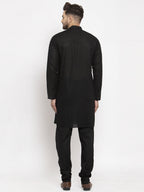 Jompers Men Black Chikan Kurta with Churidar | Grocsy