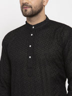 Jompers Men Black Chikan Kurta Only | Grocsy