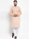 Jompers Men Orange Chikan Kurta Only | Grocsy