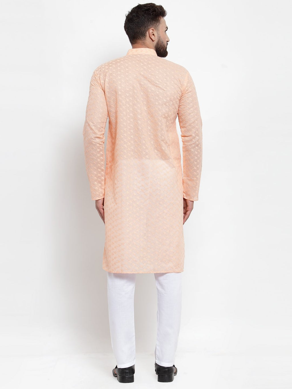 Jompers Men Orange Chikan Kurta Only | Grocsy