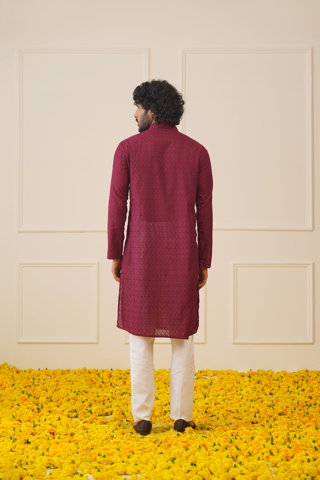Jompers Men's Purple Chikan Kurta Only | Grocsy