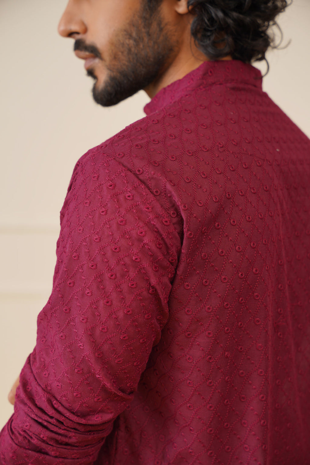 Jompers Men's Purple Chikan Kurta Only | Grocsy