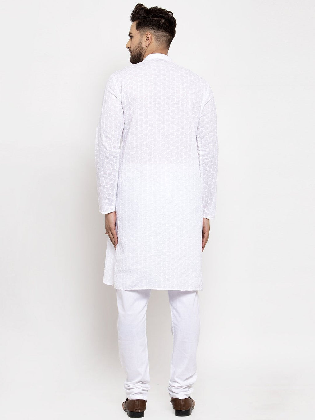 Jompers Men White Chikan Kurta Only | Grocsy