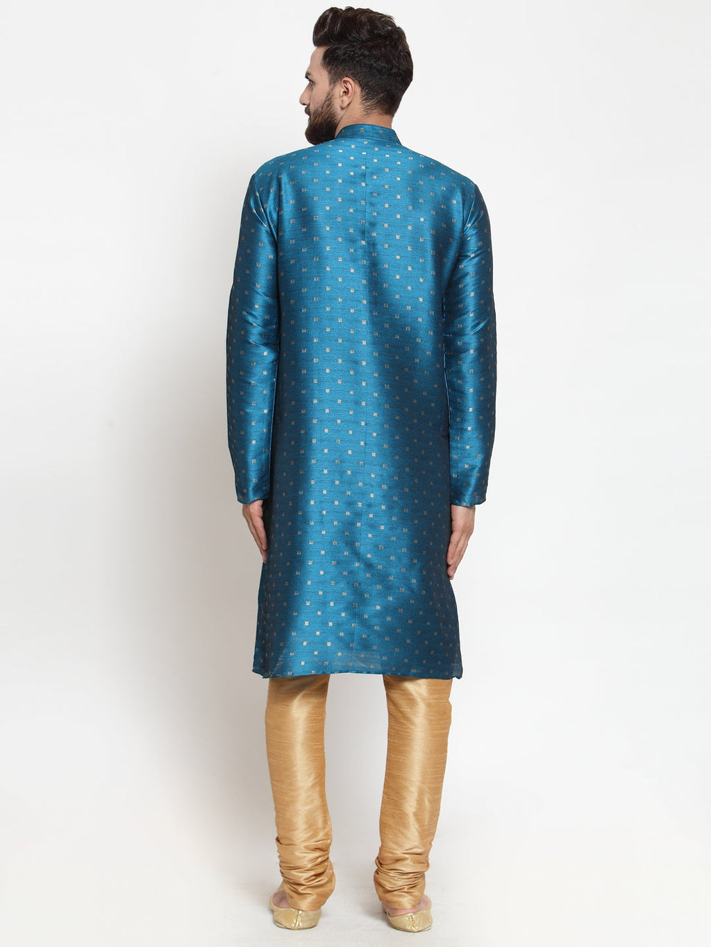 Jompers Men's Self Design Kurta with Pyjamas - Sky Blue | Grocsy