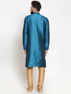 Jompers Men's Self Design Kurta with Pyjamas - Sky Blue | Grocsy