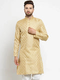 Jompers Men's Golden Self Design Kurta Only | Grocsy