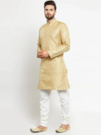 Jompers Men's Golden Self Design Kurta Only | Grocsy
