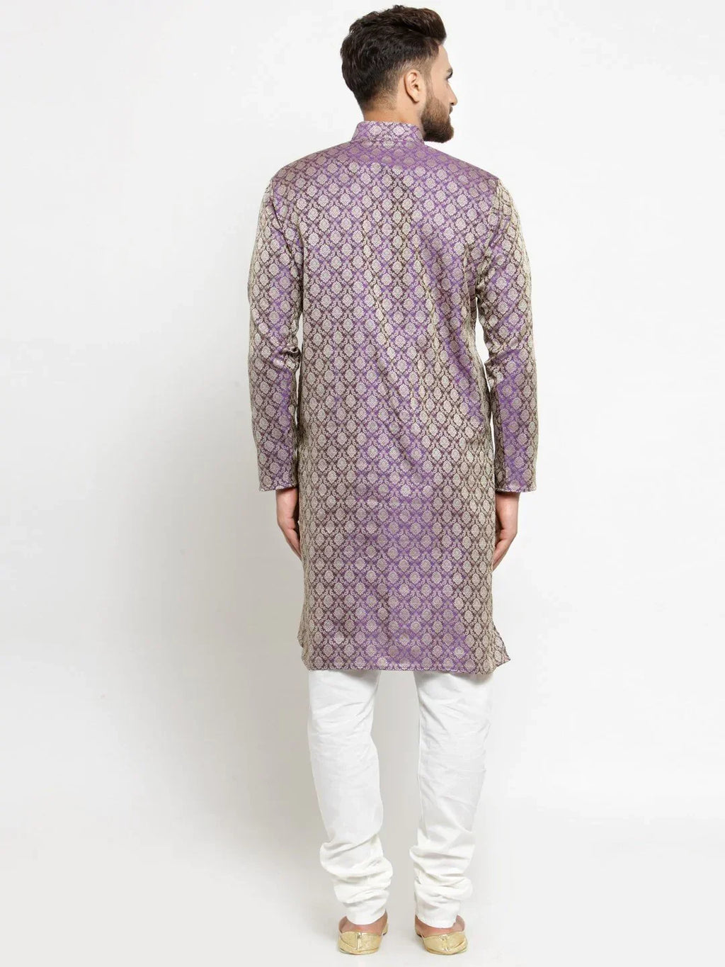 Jompers Men's Purple & Beige Self Design Kurta Only | Grocsy