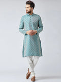 Jompers Men's Green & Off-White Self Design Kurta Only | Grocsy