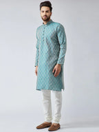 Jompers Men's Green & Off-White Self Design Kurta Only | Grocsy