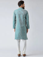 Jompers Men's Green & Off-White Self Design Kurta Only | Grocsy
