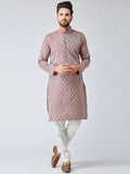 Jompers Men's Maroon & Off-White Self Design Kurta Only | Grocsy