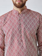 Jompers Men's Maroon & Off-White Self Design Kurta with Churidar | Grocsy