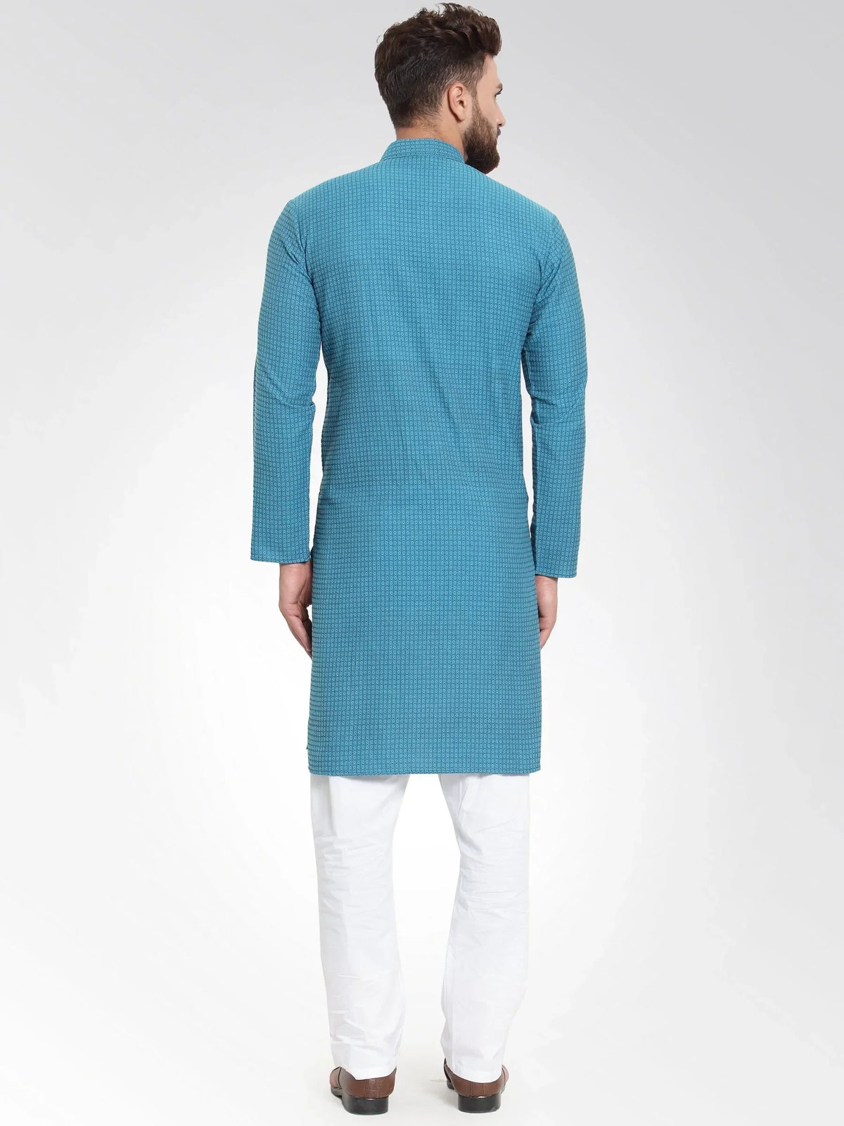 Jompers Men's Green Self Design Kurta with Pajama | Grocsy
