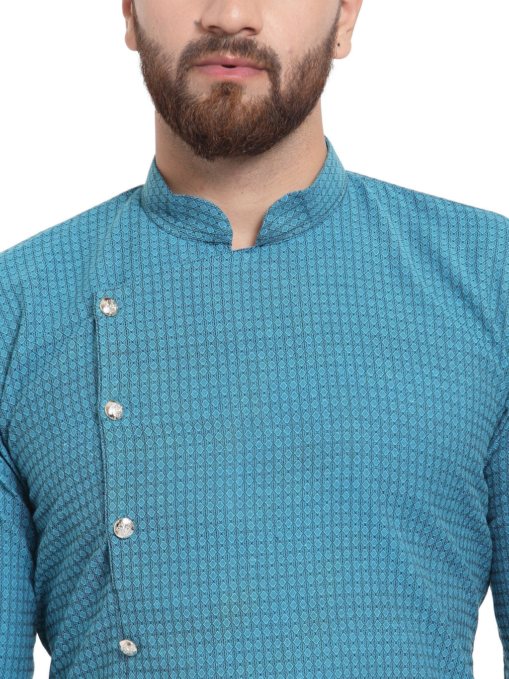 Jompers Men's Green Self Design Kurta Only | Grocsy