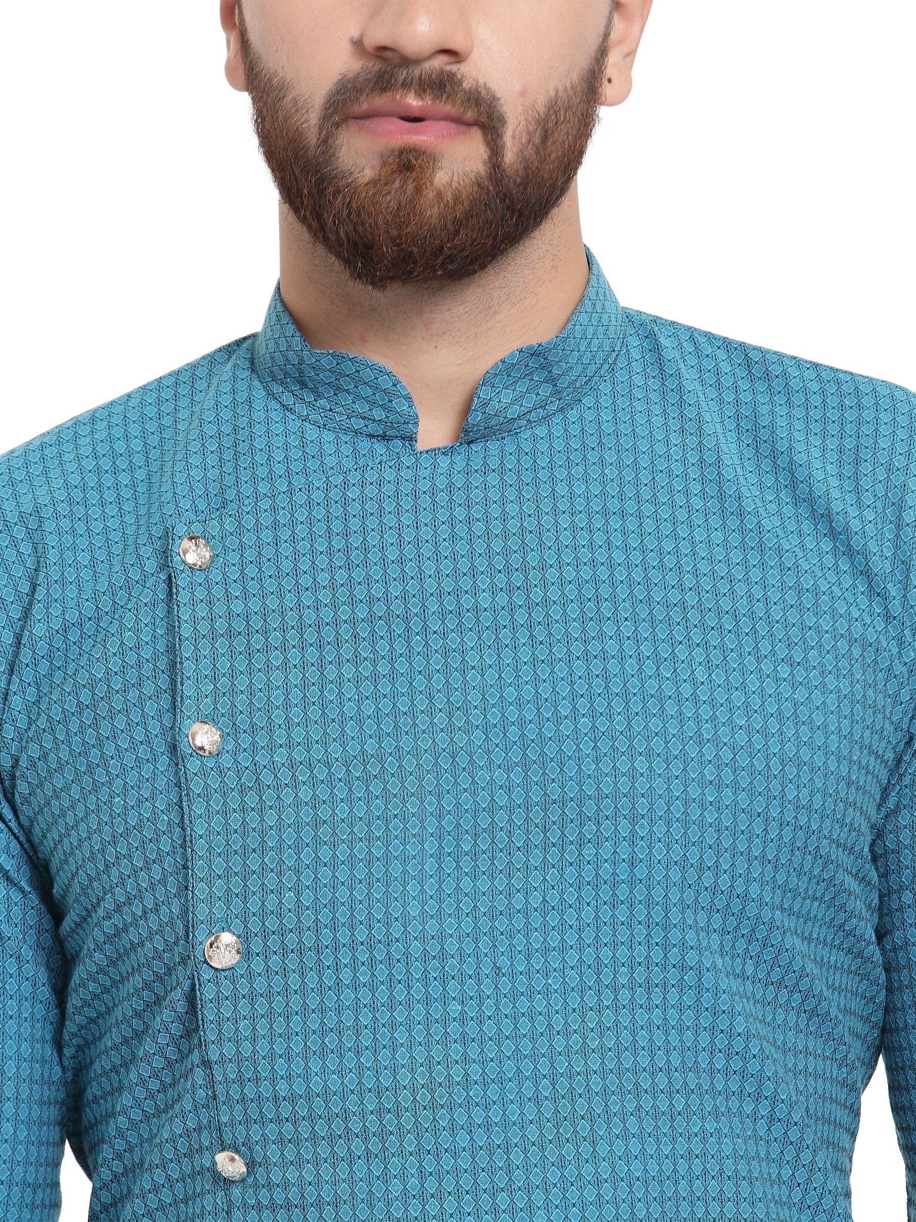 Jompers Men's Green Self Design Kurta Only | Grocsy