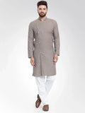 Jompers Men's Grey Self Design Kurta with Pajama | Grocsy