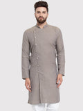Jompers Men's Grey Self Design Kurta Only | Grocsy