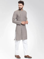 Jompers Men's Grey Self Design Kurta Only | Grocsy