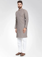 Jompers Men's Grey Self Design Kurta Only | Grocsy
