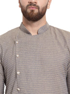 Jompers Men's Grey Self Design Kurta Only | Grocsy