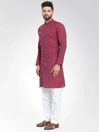 Jompers Men's Maroon Self Design Kurta Only | Grocsy