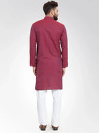 Jompers Men's Maroon Self Design Kurta with Pajama | Grocsy