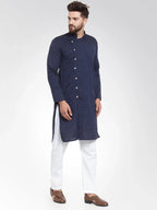 Jompers Men's Navy Self Design Kurta Only | Grocsy