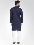 Jompers Men's Navy Self Design Kurta with Pajama | Grocsy