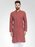 Jompers Men's Red Self Design Kurta Only | Grocsy