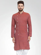 Jompers Men's Red Self Design Kurta Only | Grocsy
