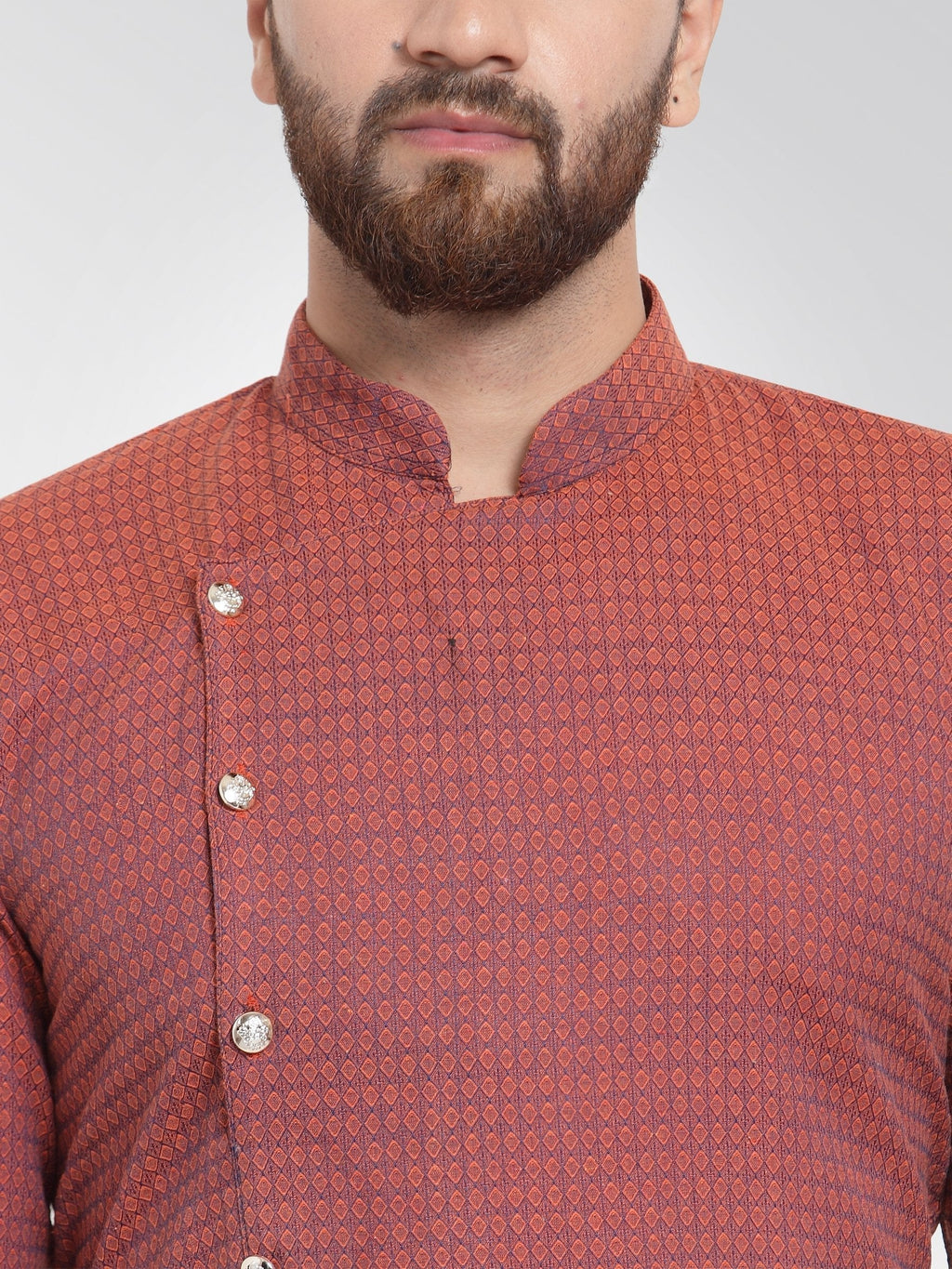 Jompers Men's Red Self Design Kurta with Pajama | Grocsy