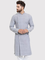 Jompers Men's Steel Blue Self Design Kurta Only | Grocsy