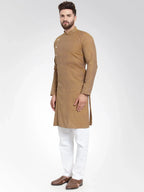 Jompers Men's Yellow Self Design Kurta Only | Grocsy