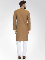 Jompers Men's Yellow Self Design Kurta with Pajama | Grocsy