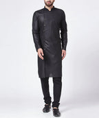 Jompers Men's Black Solid Kurta with Churidar | Grocsy