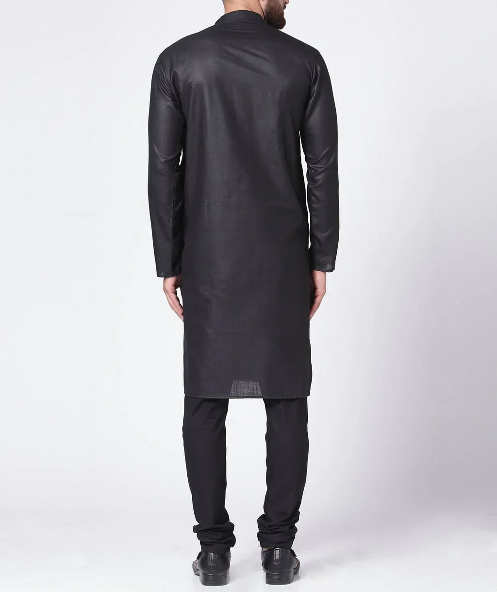 Jompers Men's Black Solid Kurta with Churidar | Grocsy